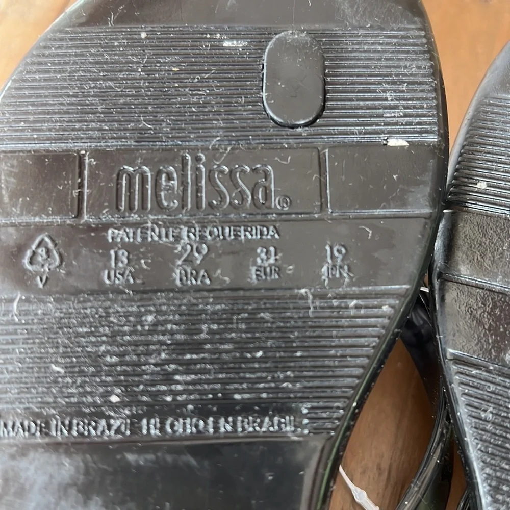 Mini Melissa Mel harmonic black bow flip flop sandals